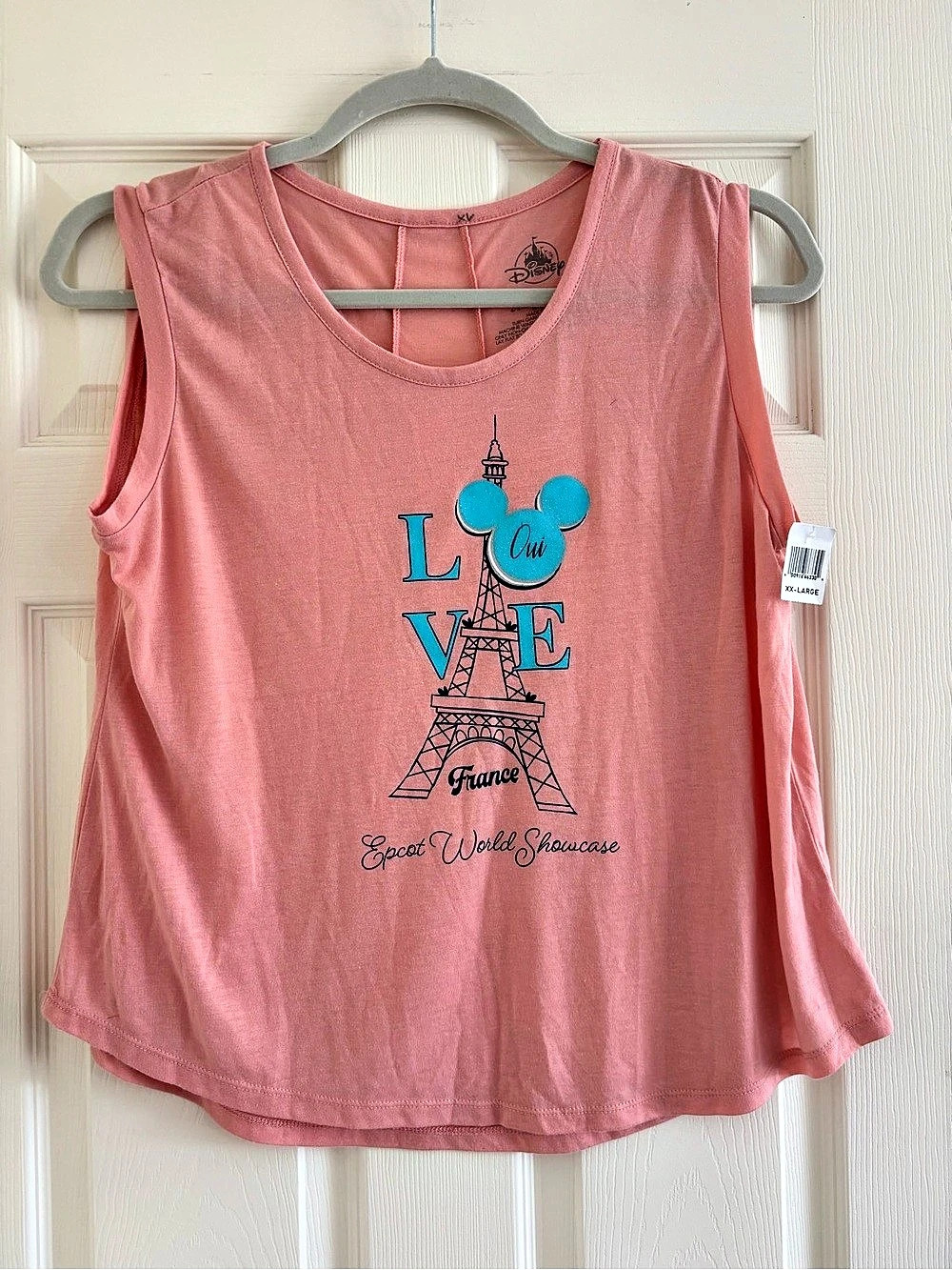 Disney Eiffel Tower Love Sleeveless Shirt Pink XXL NWT